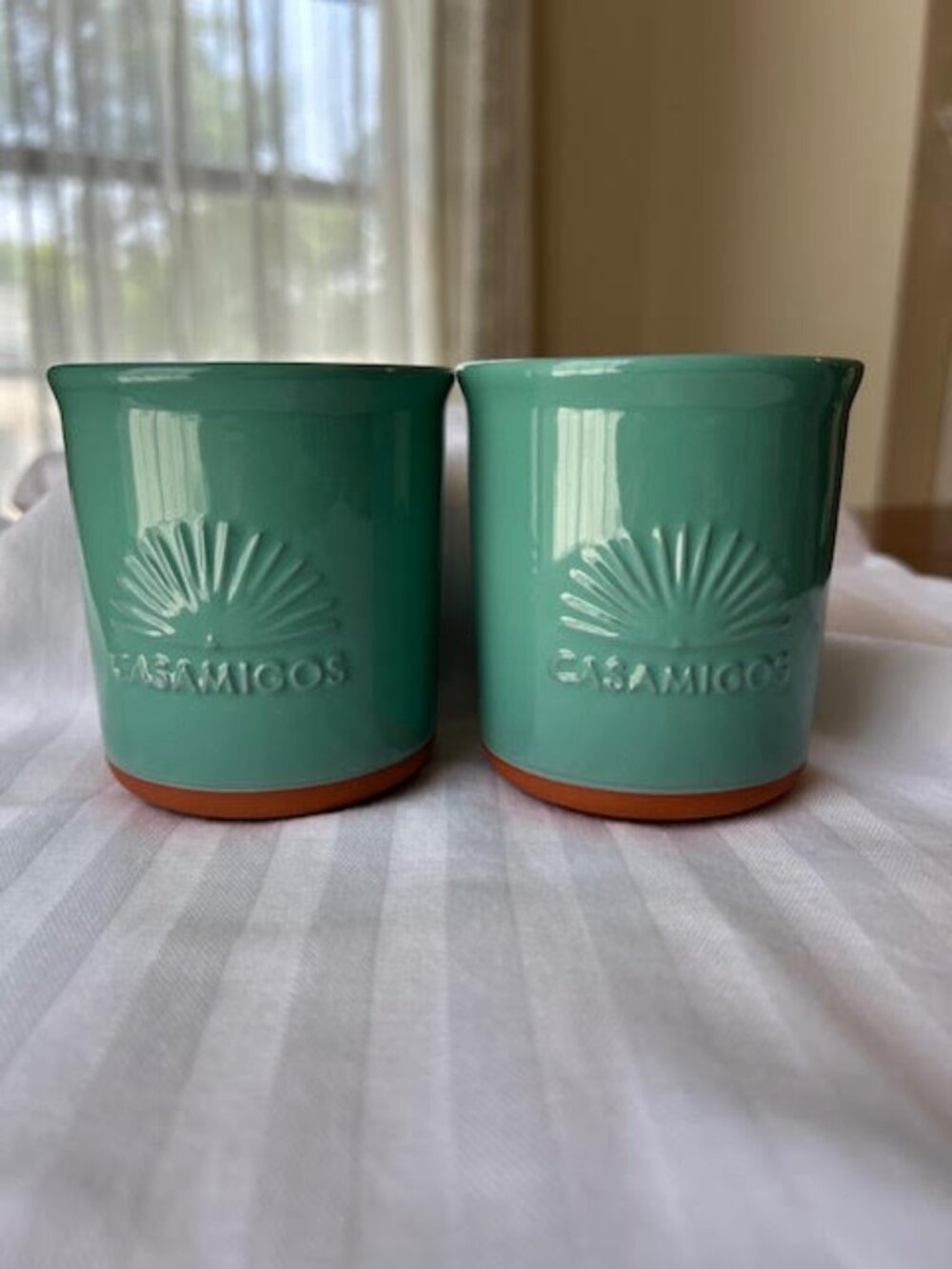 Casamigos Tequila Terra Cotta Cups Turquoise Set 2